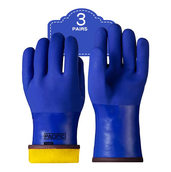 PACIFIC PPE 3 Pairs Thermal Insulated Freezer Gloves for Winter, Chemical & Oil Resistant, Waterproof, Men and Women, Blue, X-Large - Image 1